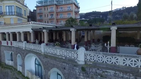 The groom is on the summer terrace Stock Footage 71892084