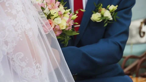 The groom takes the bride by the hands Stock Footage 106354520