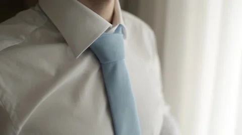 Groom Wears A Tie Stock Footage 64348255