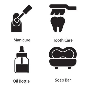 Grooming Activities Solid Vectors Pack Stock Illustration