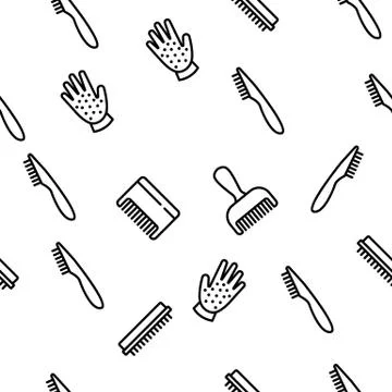 Grooming Brush For Pet Vector Seamless Pattern Stockillustratie