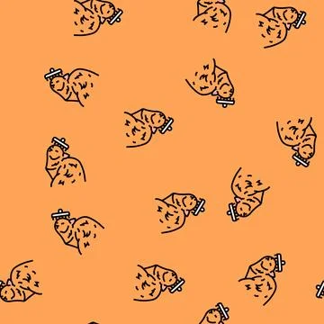 Grooming cat breeding vector seamless pattern Stock Illustration