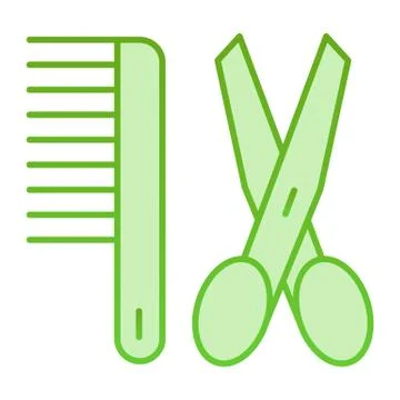 Grooming flat icon. Scissors and comb green icons in trendy flat style. Barber Stock Illustration