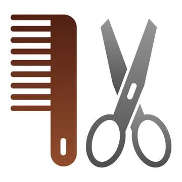 Grooming flat icon. Scissors and comb color icons in trendy flat style. Barber Stock Illustration