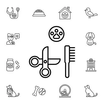 Grooming, pets flat vector icon in petshop pack Stock Illustration