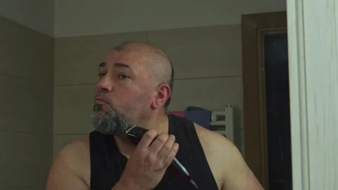 Grooming Routine: Shaving and Outlining Beard with Trimmer Stock-Footage 337164617