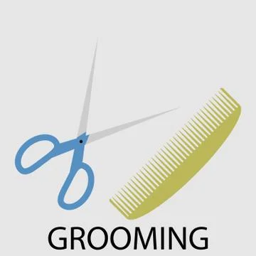 Grooming scissors and comb Stock Illustration