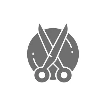 Grooming tools, scissors grey icon. Isolated on white background 스톡 일러스트