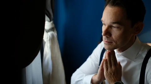 Groom's Face Close Up. Stock Footage 111782838