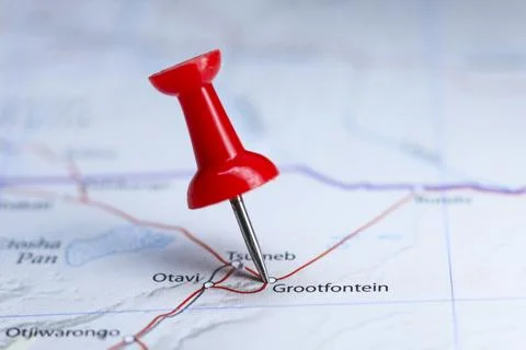 Grootfontein, Namibia pin on map Stock Photos