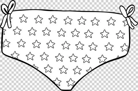 Groovy 4th of July outline, Beach bikini Underwear Stars and Stripes Doodle.. Stock Illustration
