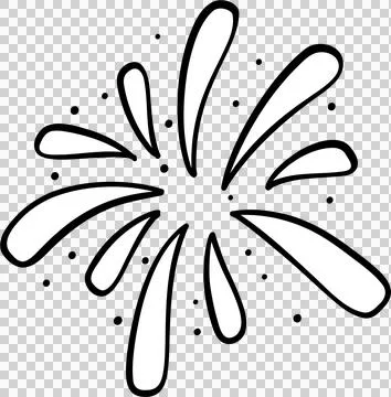 Groovy 4th of July outline, Firework Splash Burst Doodle Hand Drawn Иллюстрация