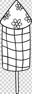Groovy 4th of July outline, Rocket Doodle Hand Drawn Illustration