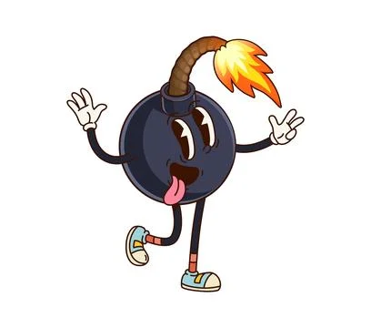 Groovy bomb character, vector explosive weapon Stock Illustration