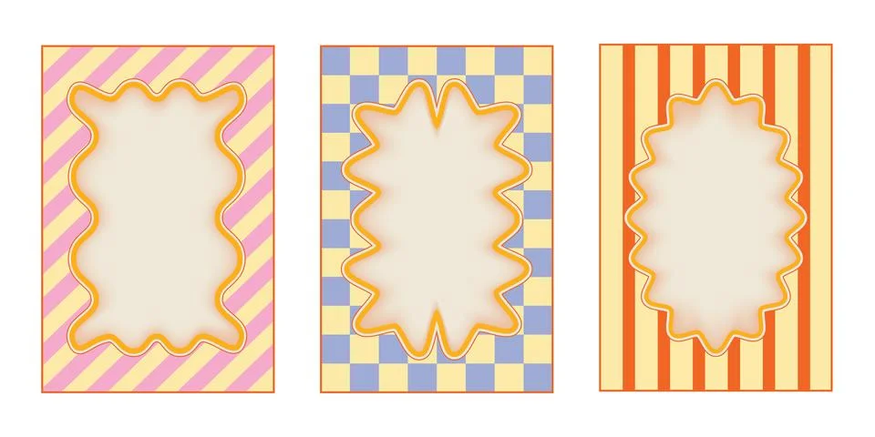 Groovy border wavy frames Stock Illustration