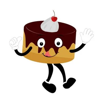 Groovy cake sliced cartoon mascot character with smile Stock Illustration