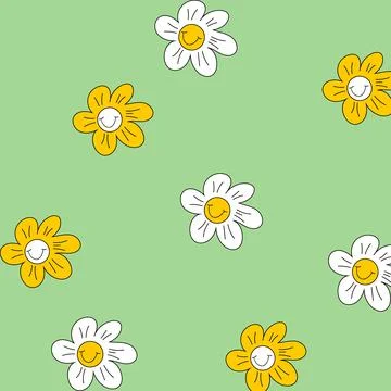 Groovy chamomileseamless pattern Illustrazione stock