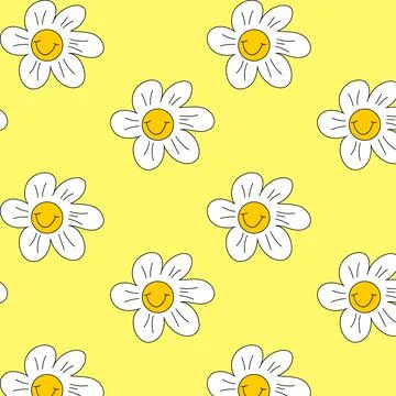 Groovy chamomileseamless pattern Stock Illustration