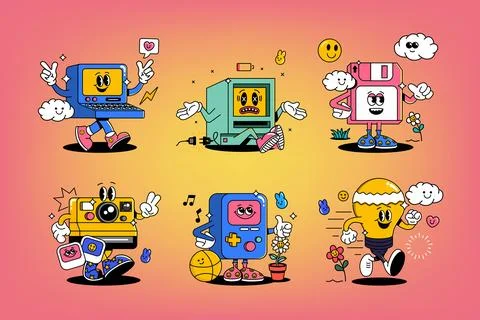 Groovy character design Stock Illustration