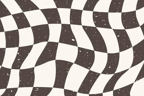 Groovy Checkered Bicolor Background 1970. Vintage Hippie Chessboard Pattern. Vec Stock Illustration