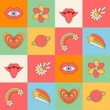 Groovy checkered repeat pattern Stock Illustration