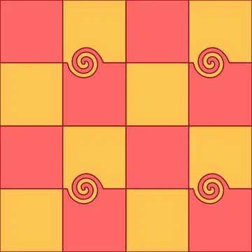 Groovy checkered seamless patterns with a funnel Stock Illustration