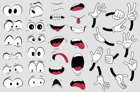 Groovy Comic Faces Stock Illustration