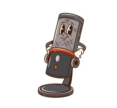 Groovy computer microphone ready for podcasts Ilustración de archivo