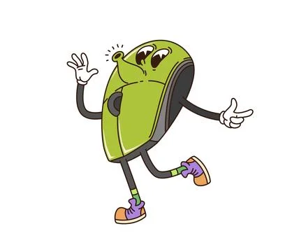 Groovy computer mouse, retro cartoon character Illustrazione stock