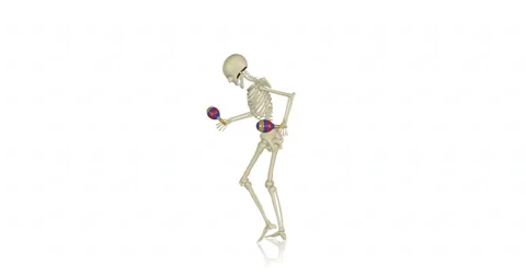 Groovy dancing skeleton (white background) Stock Footage 66791084