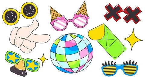 Groovy disco party elements イラスト素材