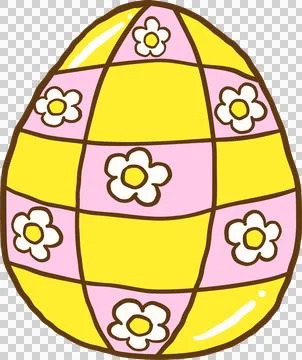 Groovy Easter Egg checkered pattern Doodle Hand Drawn Stock Illustration