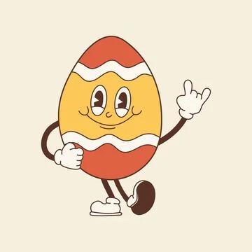 Groovy Easter Egg with Colorful Retro Design Illustrazione stock
