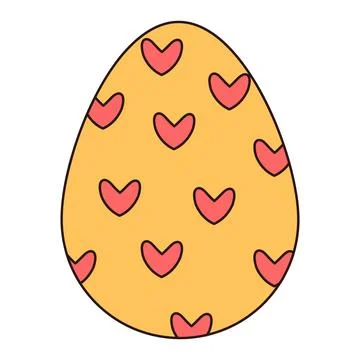 Groovy Easter egg with pattern. Vintage hippie psychedelic clipart. Stock Illustration