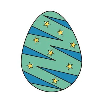 Groovy Easter egg with pattern. Vintage hippie psychedelic clipart. Stock Illustration