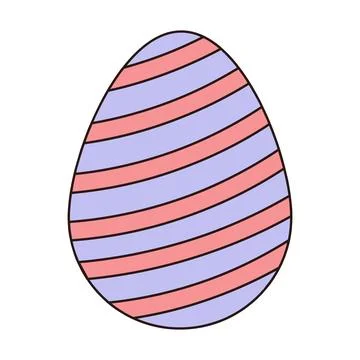 Groovy Easter egg with pattern. Vintage hippie psychedelic clipart. Stockillustratie