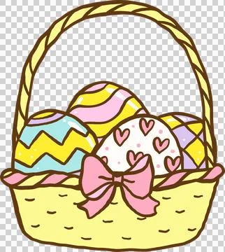Groovy Easter Eggs Basket Hand Drawn Stock Illustration