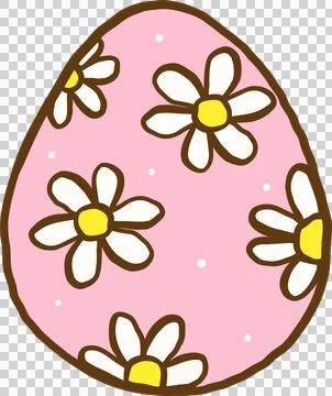 Groovy Easter Pink Egg daisy Pattern Doodle Hand Drawn Stock Illustration