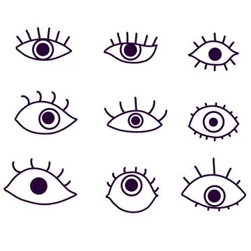 Groovy eye elements. 60s vibes funky sticker Stock Illustration