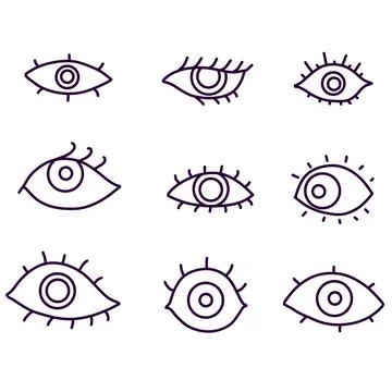 Groovy eye elements. 70s, 80s, 60s vibes funky sticker. Retro psychedelic vec Stock Illustration
