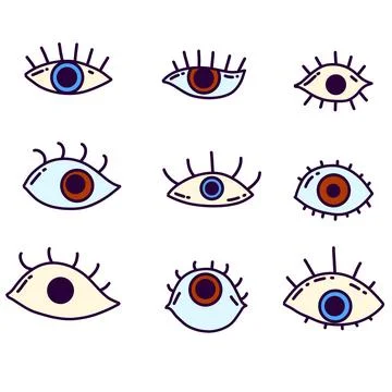 Groovy eye elements. 70s vibes funky sticker Illustrazione stock