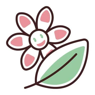 Groovy flower and leaf Illustrazione stock