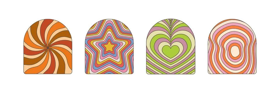 Groovy frame, shape, background. Vector illustration flat Stock Illustration