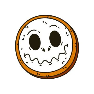 Groovy Halloween cookie with spooky ghost face Ilustración de archivo