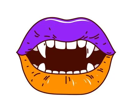 Groovy Halloween mouth with sharp vampire fangs Stock Illustration