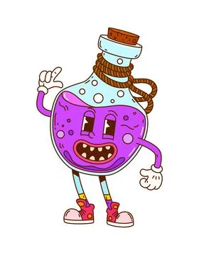 Groovy Halloween potion bottle character イラスト素材