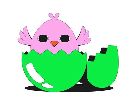 Groovy happy chick hatching flash message success illustration Stock Illustration