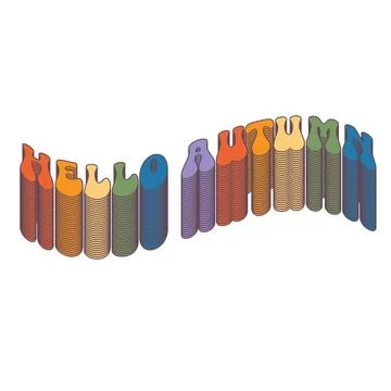 Groovy Hello Autumn vector text isolated on transparent background. POP art Stock Illustration