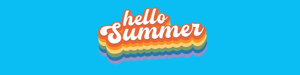 Groovy Hello summer logo vector isolated on transparent background. POP art Illustrazione stock