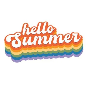 Groovy Hello summer vector text isolated on transparent background. POP art Illustrazione stock